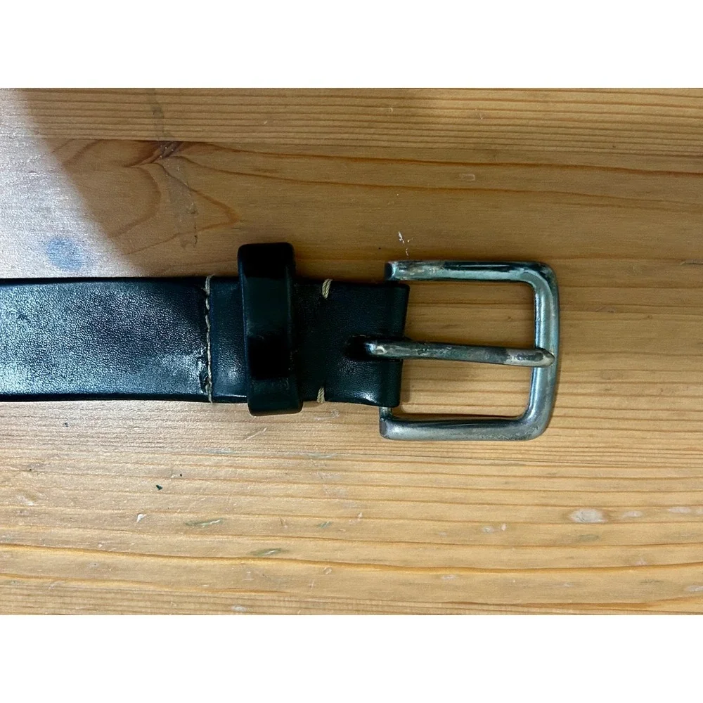 Banana Republic Mens Black Leather Belt Sz 36 Made in Italy Silver Buckle
